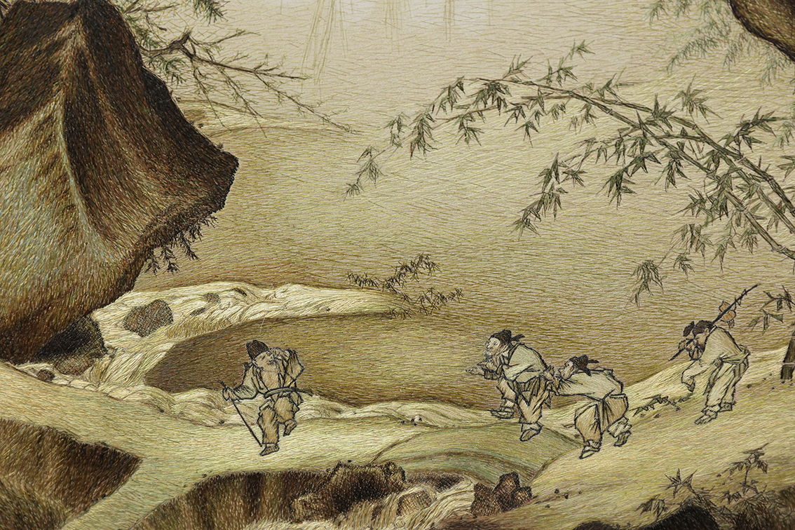 宋 - 马远 - 踏歌图刺绣：工艺精湛的艺术杰作，朱军成技能大师工作室绣制4.jpg