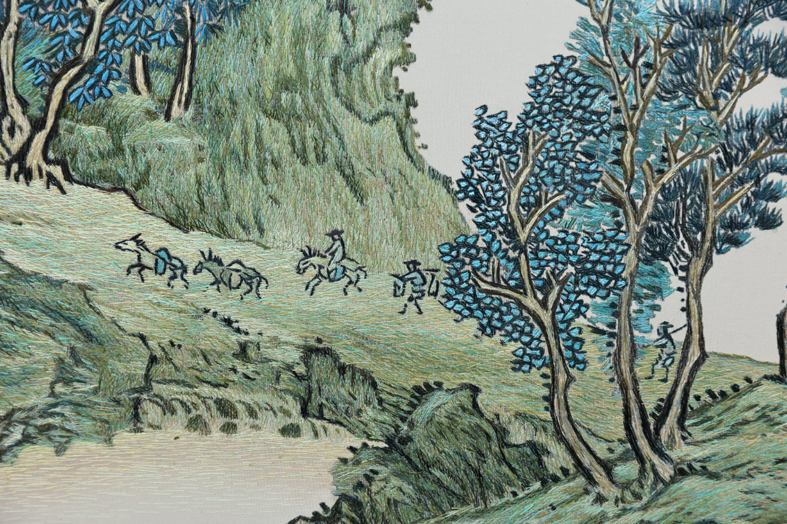 青绿山水刺绣：精湛工艺的视觉盛宴，扬州市礼好一然绣研究院国家级朱军成技能大师工作室绣制4.jpg