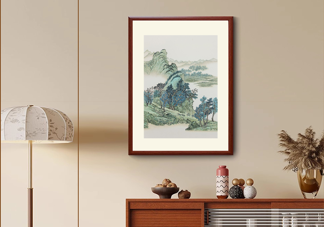 青绿山水刺绣：精湛工艺的视觉盛宴