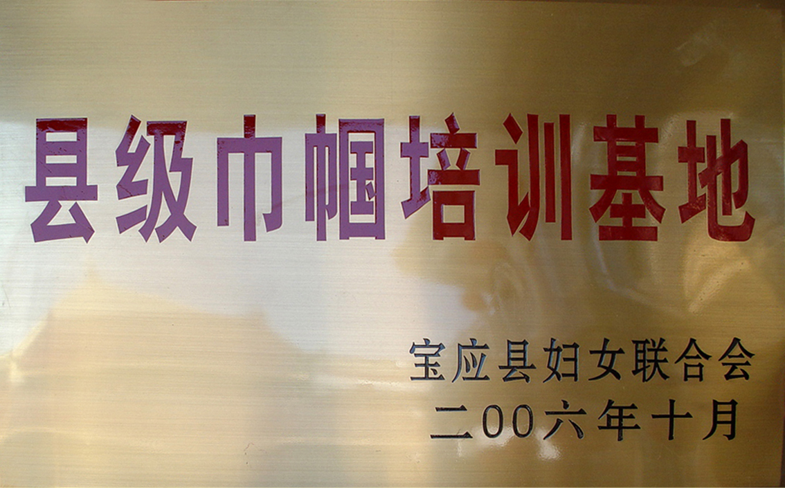 2006年10月扬州市礼好一然绣研究院原宝应县华艺苑刺绣研究所被宝应妇女联合会授予县级巾帼培训基地。.jpg