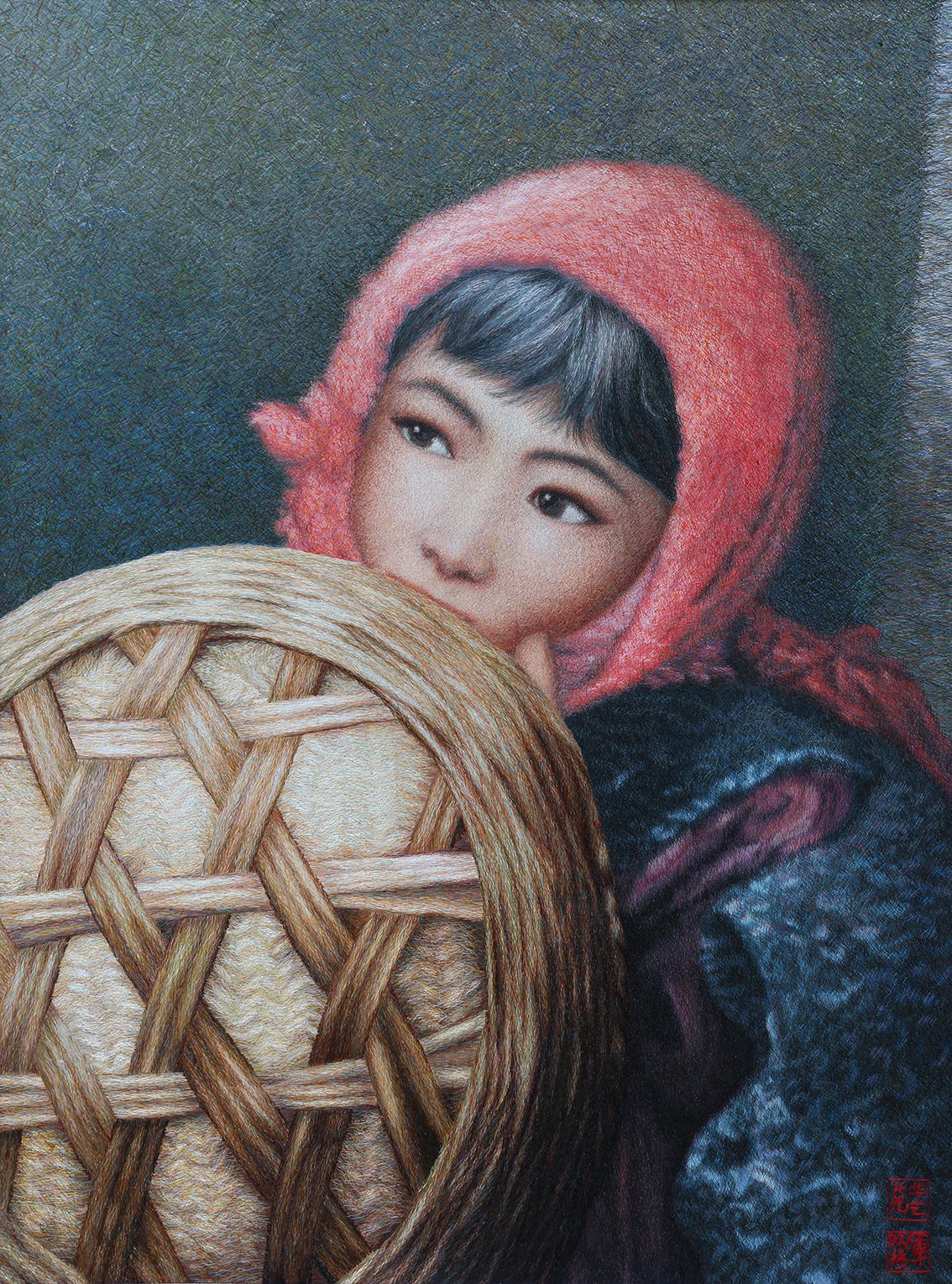 朱军成苏绣作品助力中国刺绣艺术馆展览-卖蘑菇小女孩.jpg